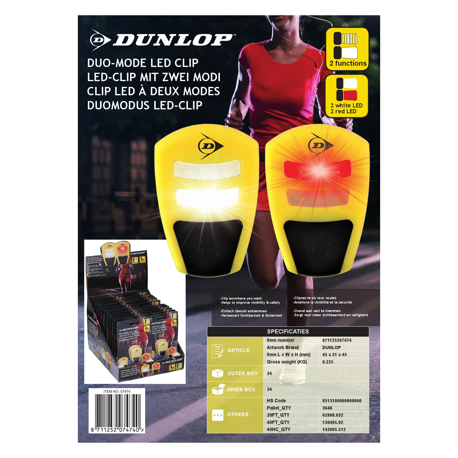 Duo Led Clip DUNLOP / Jogging / Running éclairage