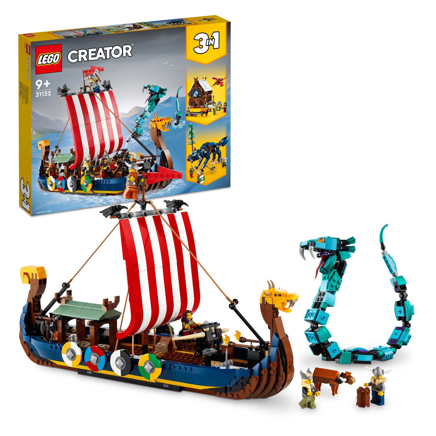 Net zo Voorvoegsel Uitstralen LEGO Creator 31132 Viking Schip en de Midgard Slang | Thimble Toys