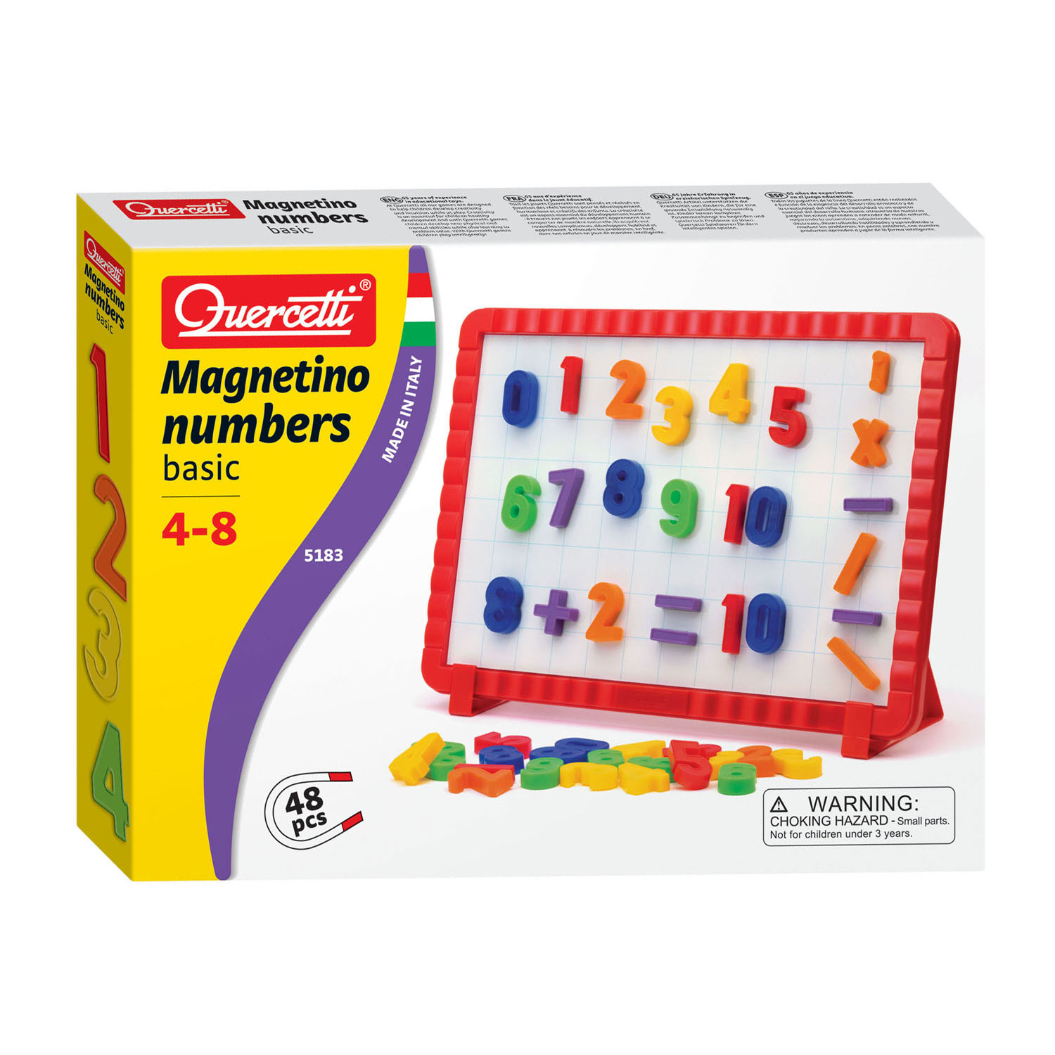 Quercetti Play Set Magnetic Board - ABC+123 - 110 Parts - 5285