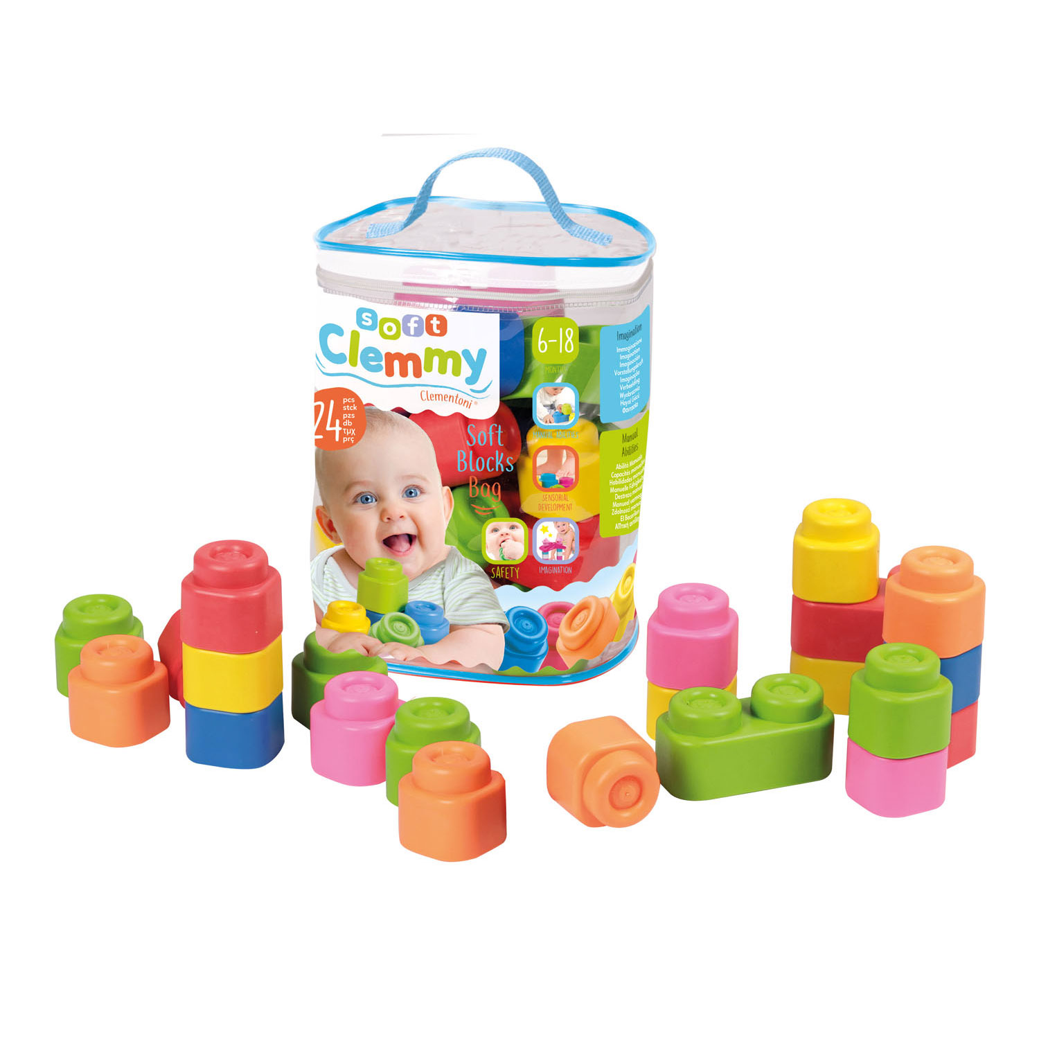 Wijzerplaat isolatie Algemeen Clementoni Baby Clemmy Zachte Blokken, 24st. | Thimble Toys