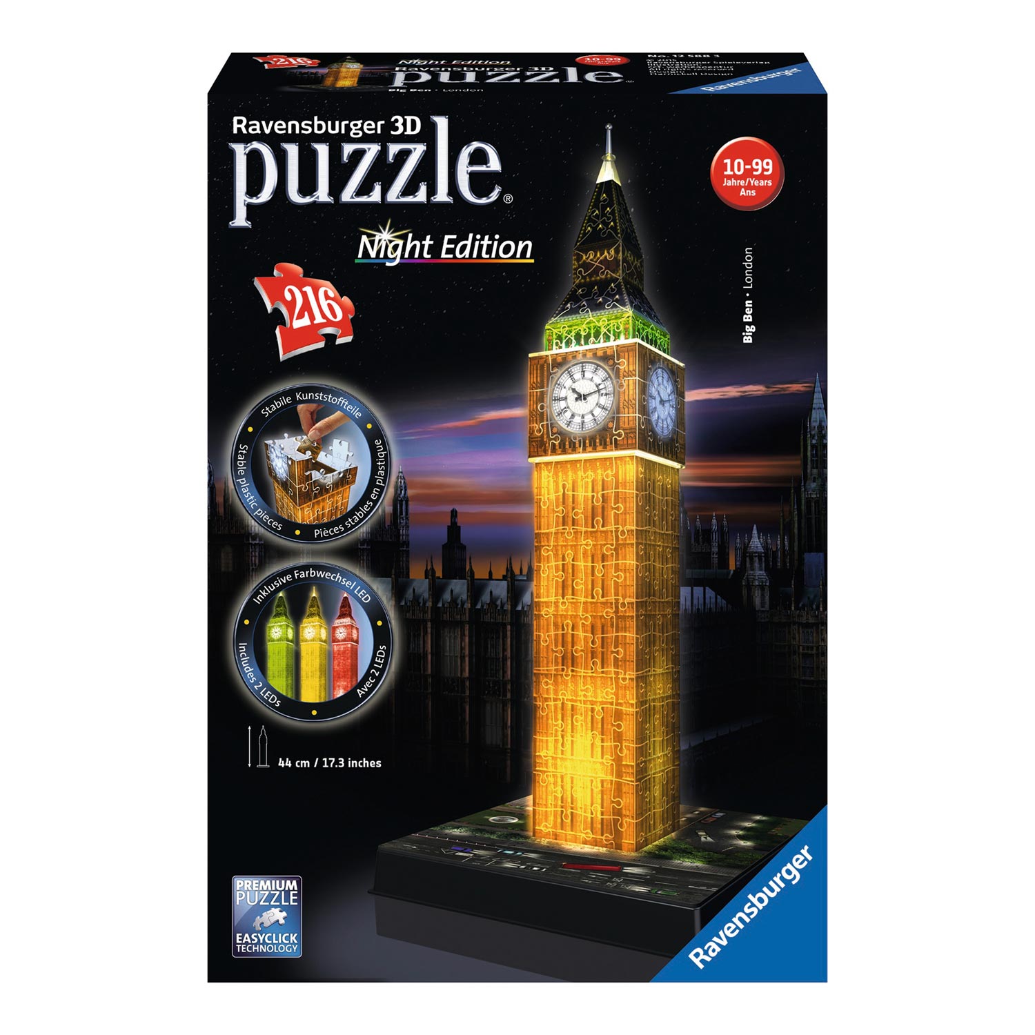 Vijftig makkelijk te gebruiken Maakte zich klaar Big Ben 3D Puzzle-Ravensburger Night Edition | Thimble Toys
