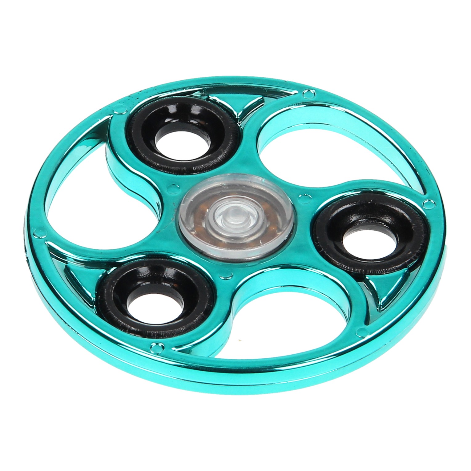 Fidget Spinner Metal Chrome Look - Blue Circle Thimble Toys