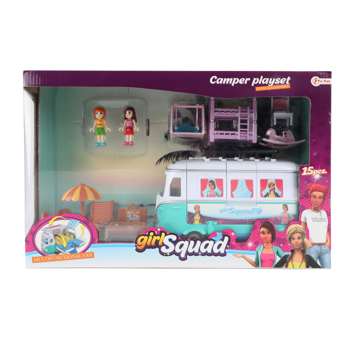 Kantine Rubber gaan beslissen Girl Squad Camper Speelset | Thimble Toys