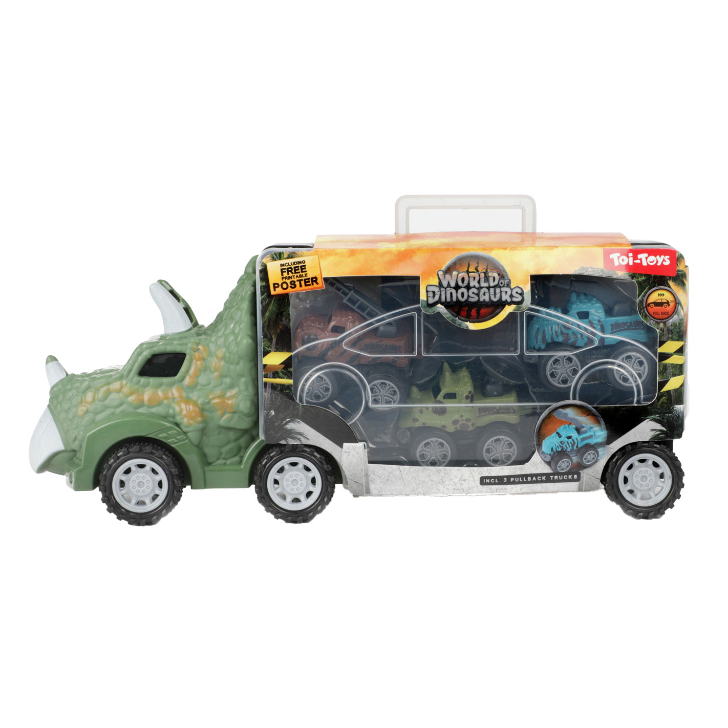 Dinosaur Toys for Kids Dinosaur Carrier Playset 3 Pull Back Car