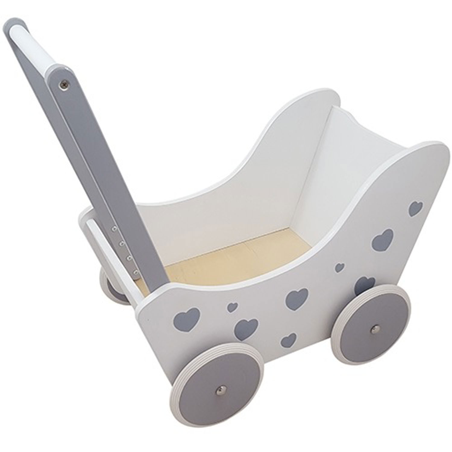 Doll Pram White/Silver with Hearts Thimble Toys