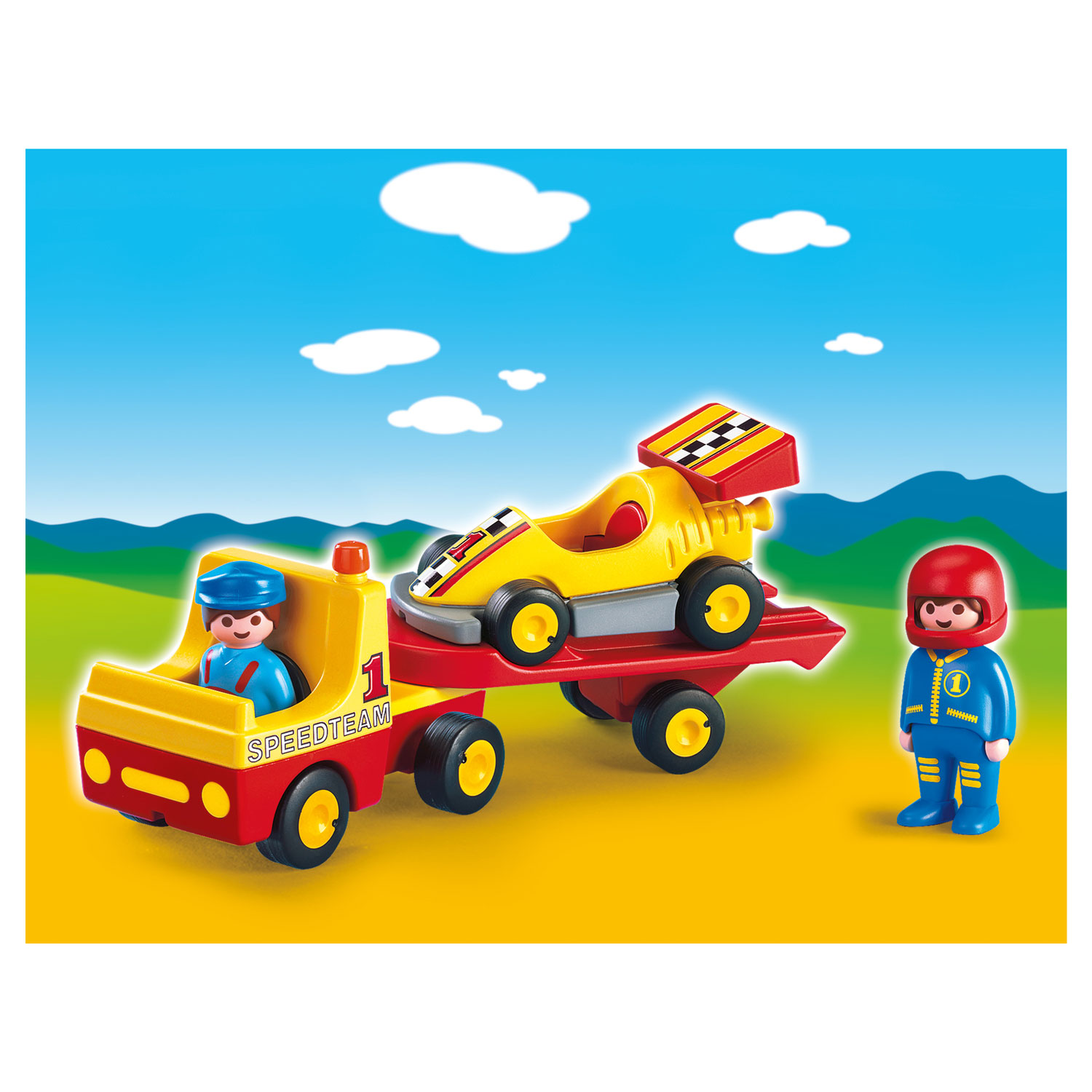 Playmobil 6761 Racing Car with Tow Truck Thimble Toys