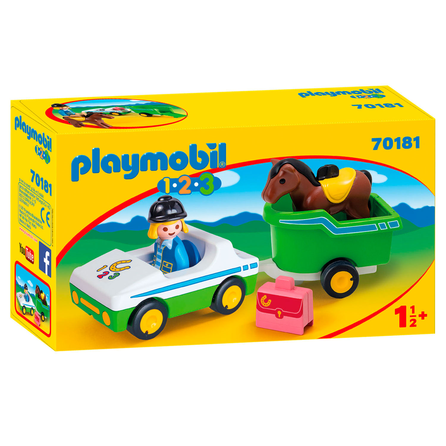 ruilen meer en meer Lang Playmobil 1.2.3. Wagon with Horse Trailer - 70181 | Thimble Toys