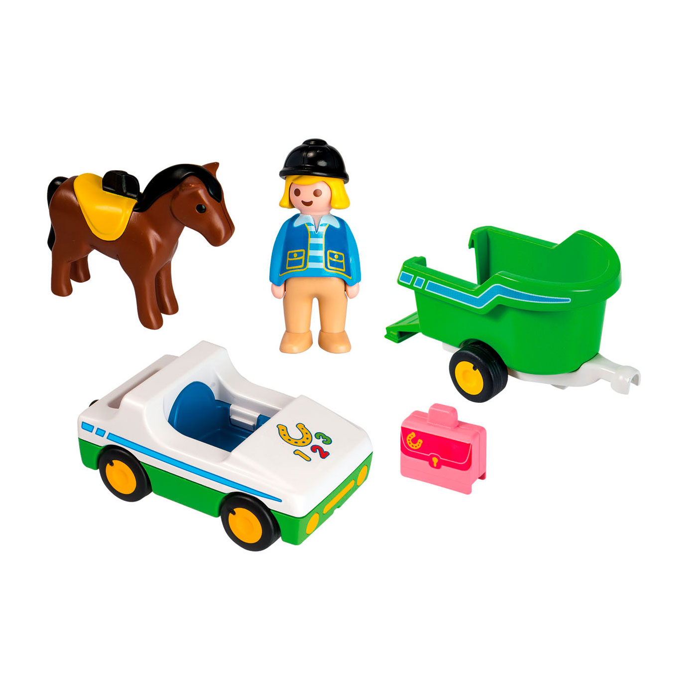 doorboren B.C. Missend Playmobil 1.2.3. Wagon with Horse Trailer - 70181 | Thimble Toys