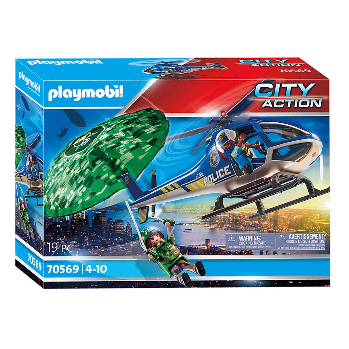 account groet routine Playmobil City Action Police Helicopter - Parachute Chase - 70569 | Thimble  Toys