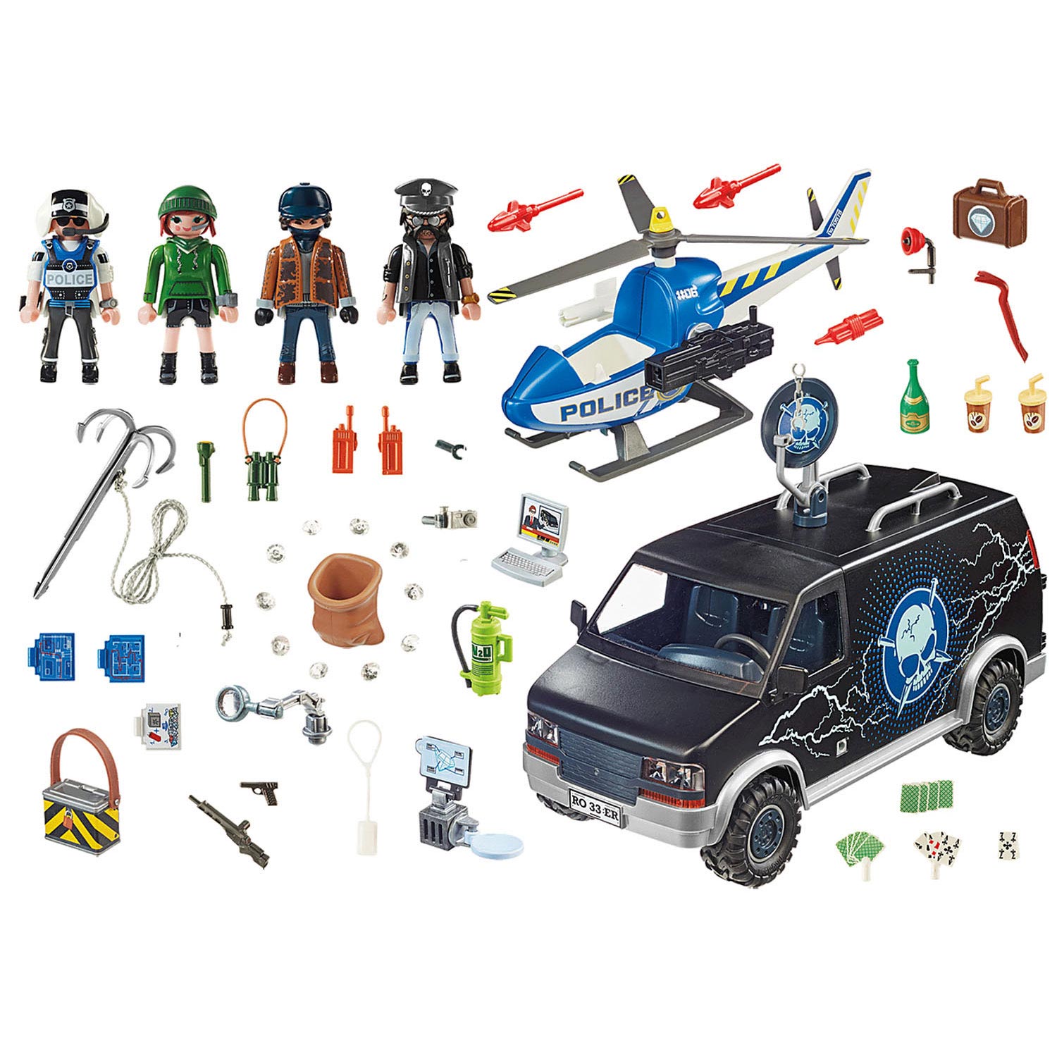 Playmobil City Police Helicopter Chase - Thimble Toys