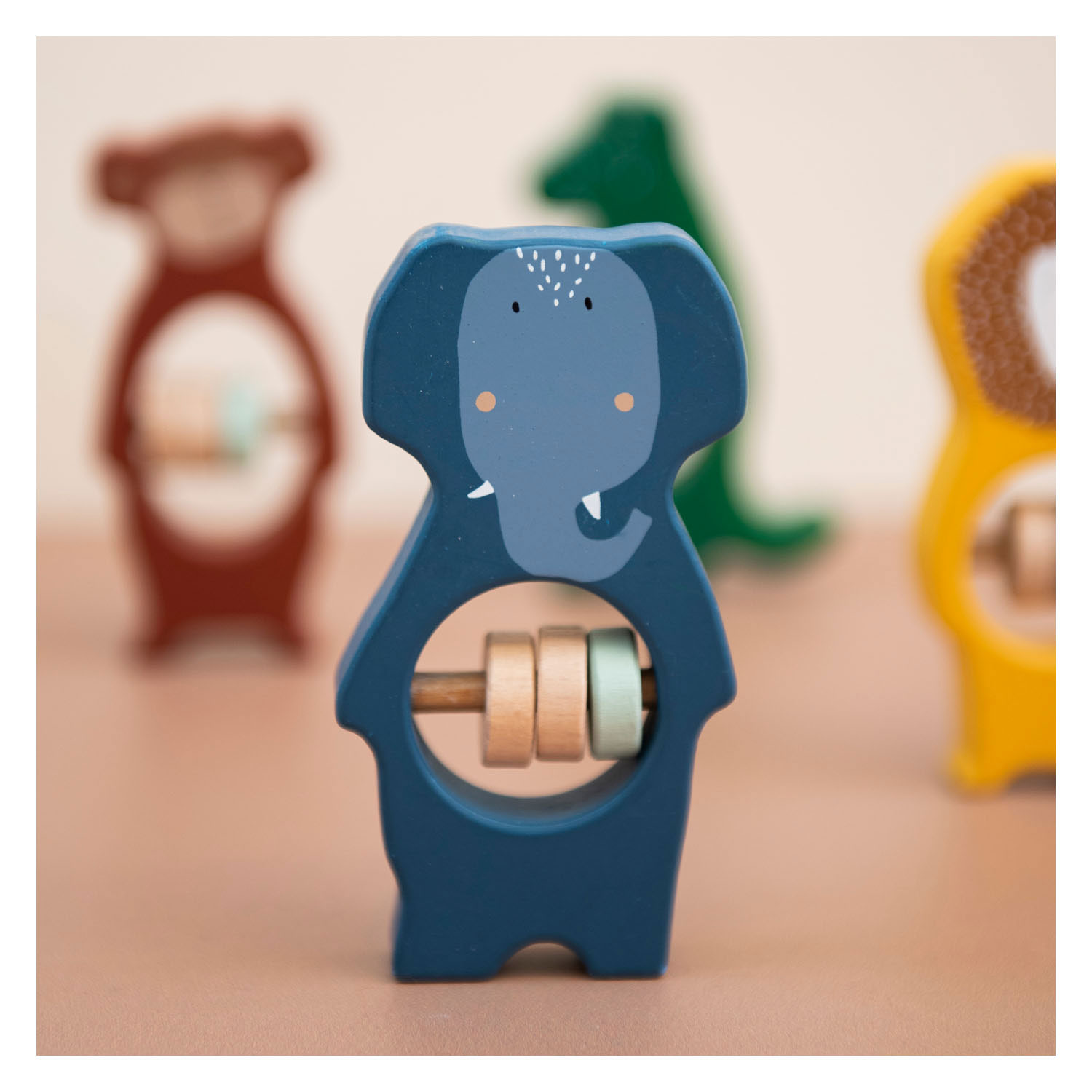 Elephant Wooden Baby Rattle