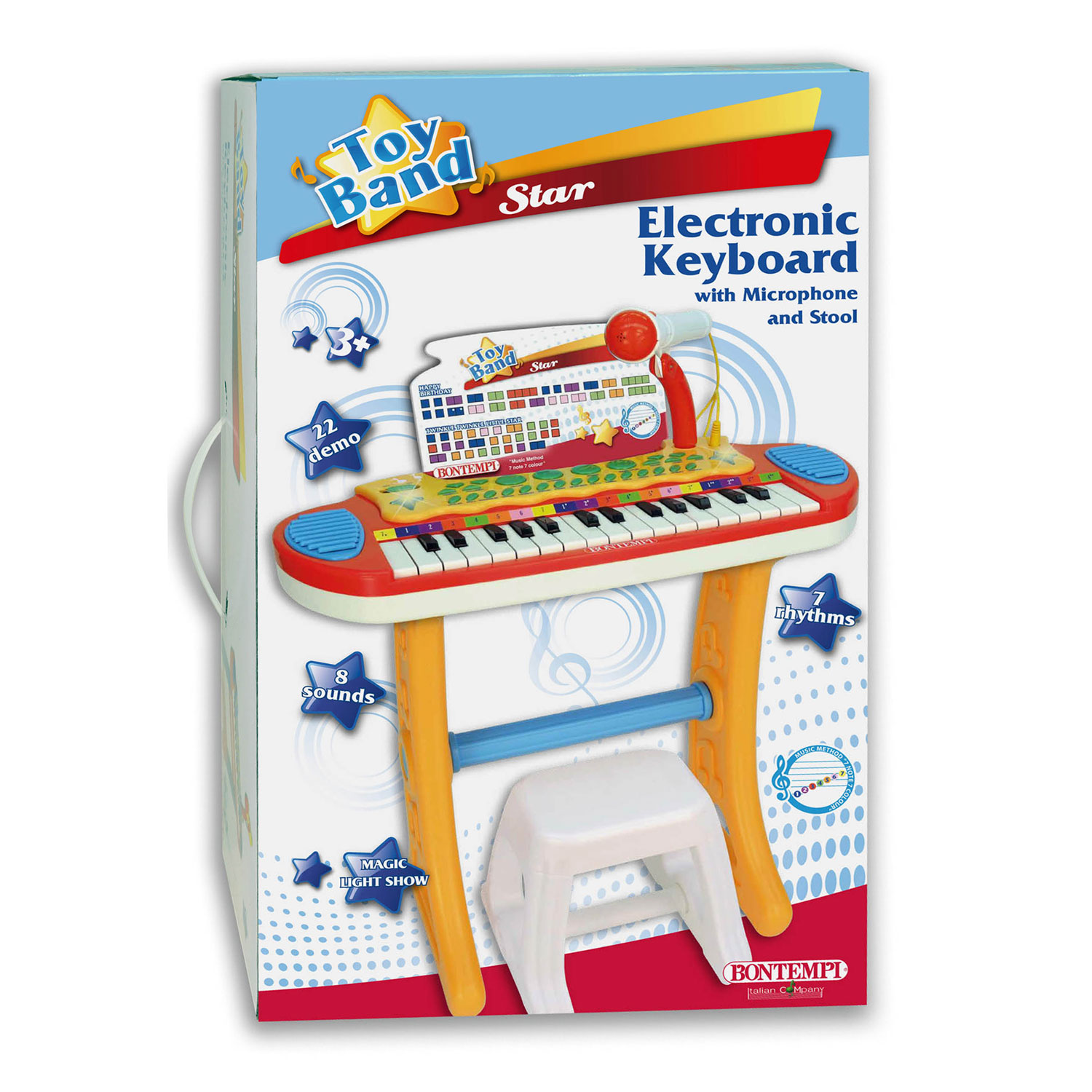 Bontempi Keyboard Staand met Microfoon en Krukje Blauw Thimble Toys