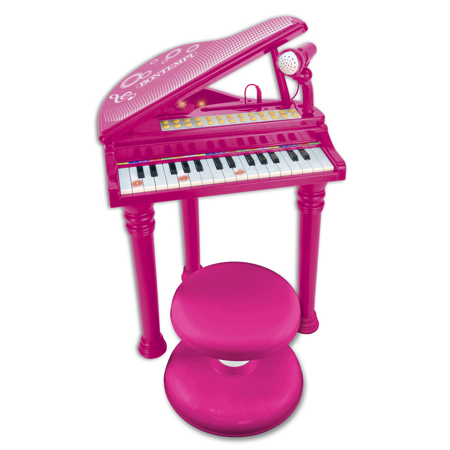Demonstreer verband Barry Bontempi Piano met Microfoon en Krukje Roze | Thimble Toys