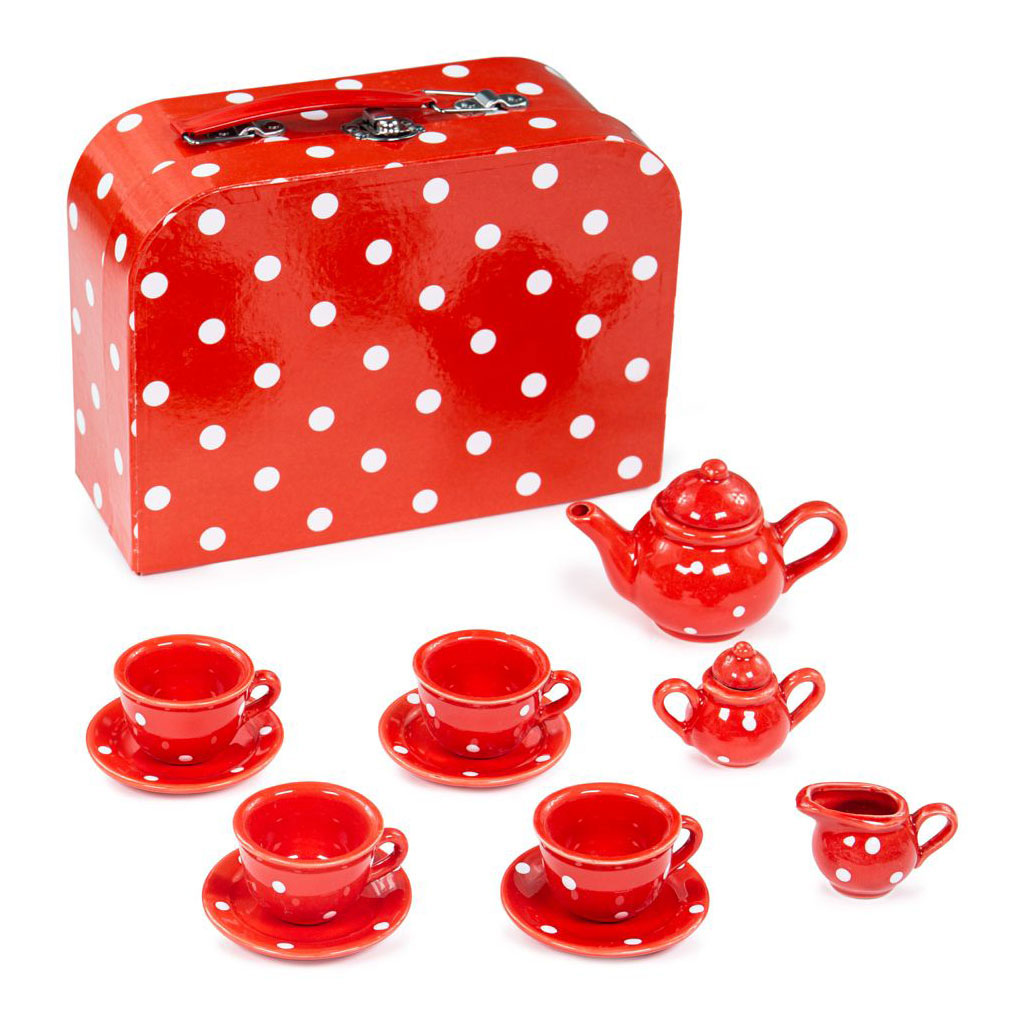 Stijgen Krijger Occlusie Bigjigs Porcelain Tea Service in storage case, 12 pcs. | Thimble Toys