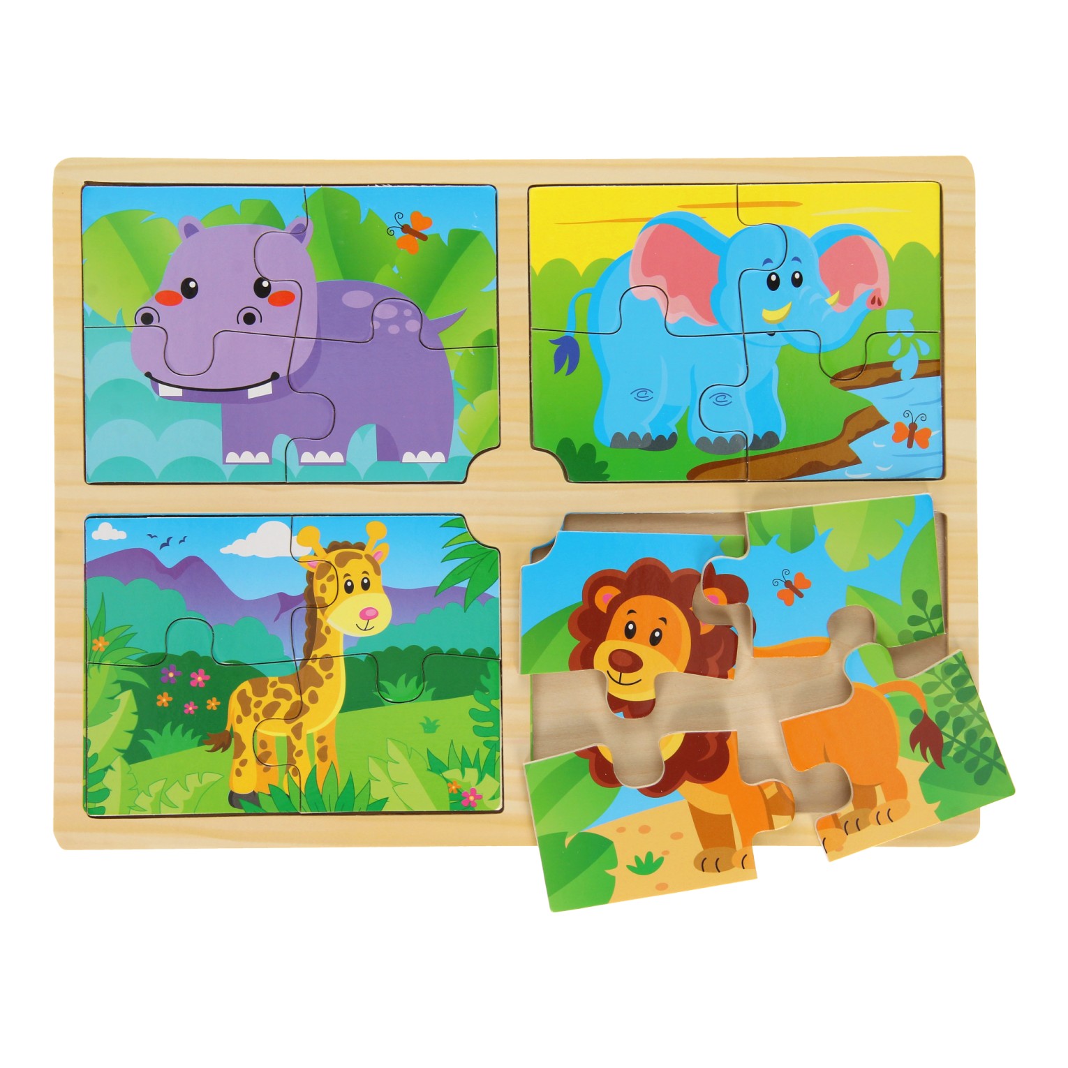 Houten Puzzel Safari, 4in1 Thimble Toys