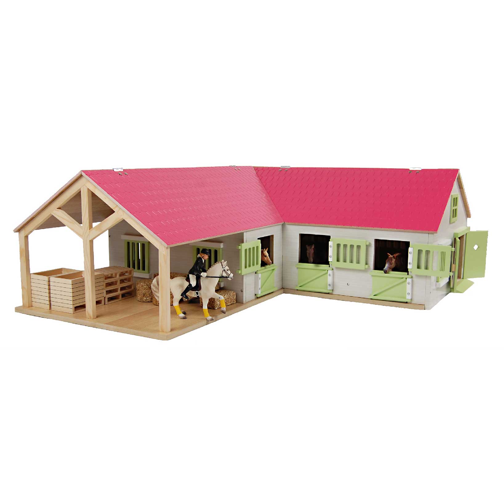 Pferde-Eckstall Toys 1:24 3 | Kids und Maßstab Pink, mit Globe Thimble Boxen Stauraum,