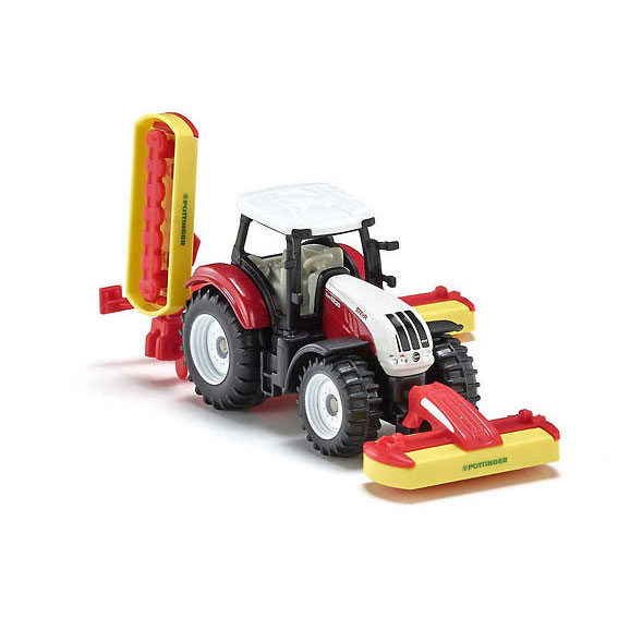 Siku Super 1672 Steyr Tractor with Pöttinger Mower Combination Vehicle Model 