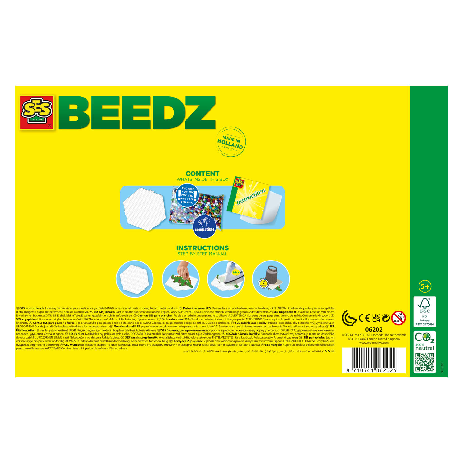 Green Beedz – Kit de perles à repasser tricératops – SES Creative