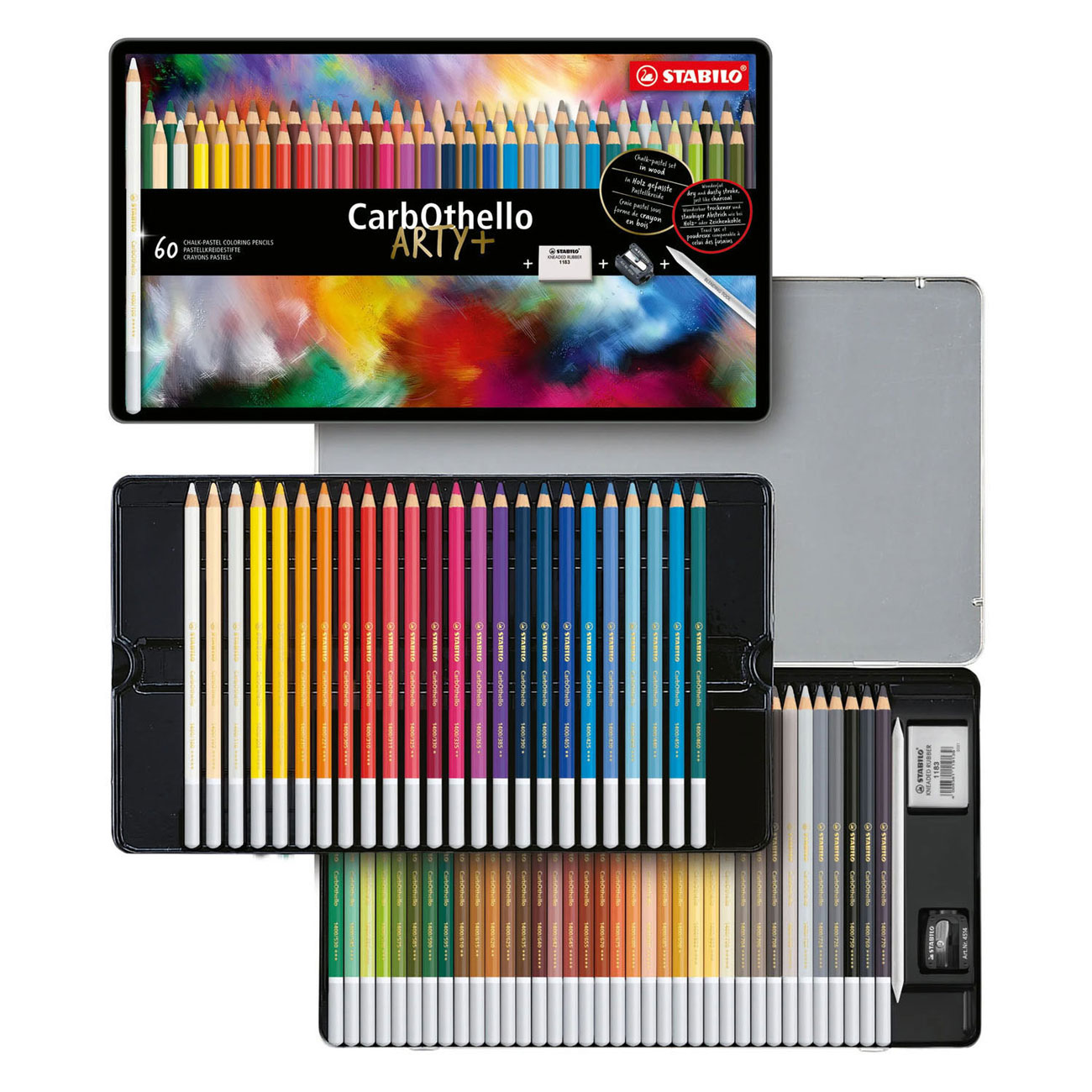 Chalk-pastel pencil STABILO CarbOthello - metal box with 60 colors