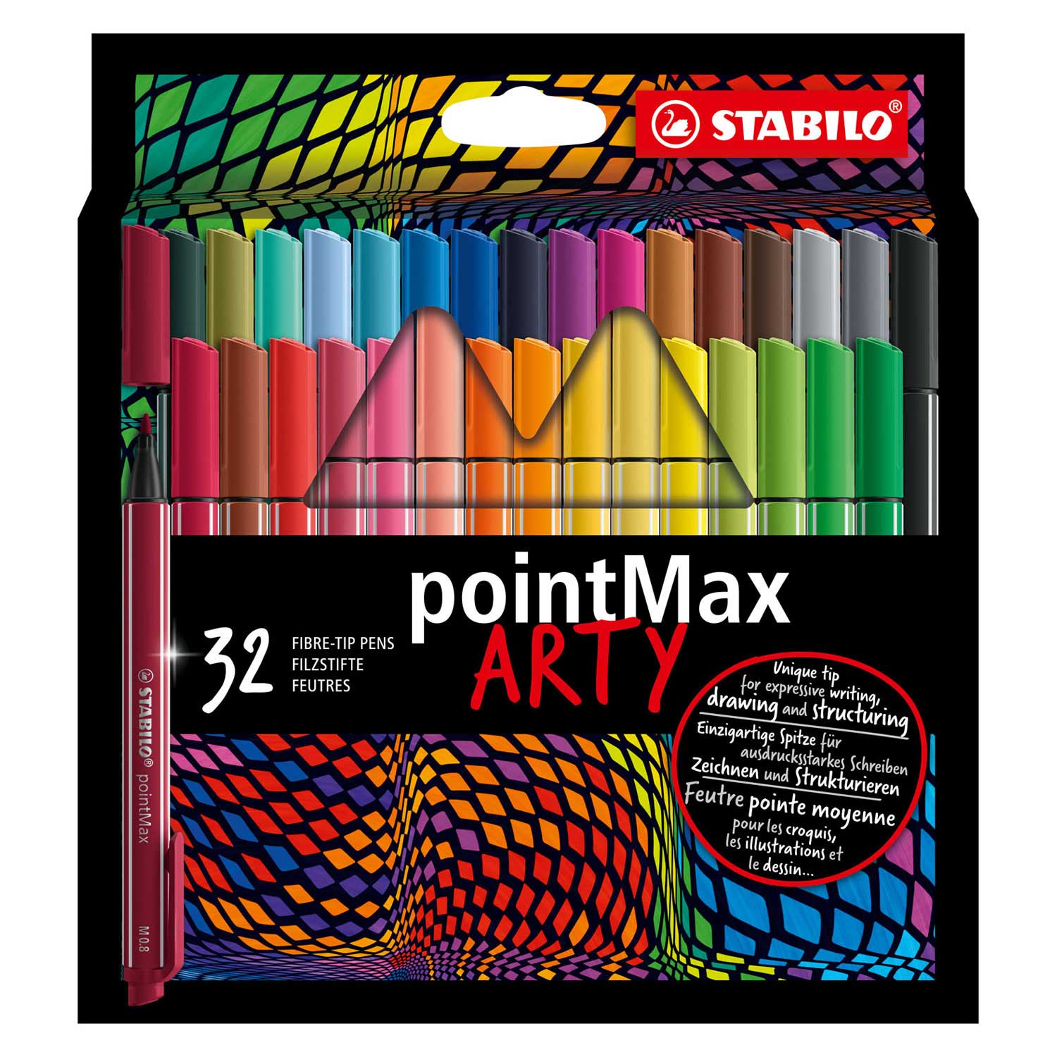 STABILO PointMax Fineliners ARTY Pencil Case, 32 pcs.
