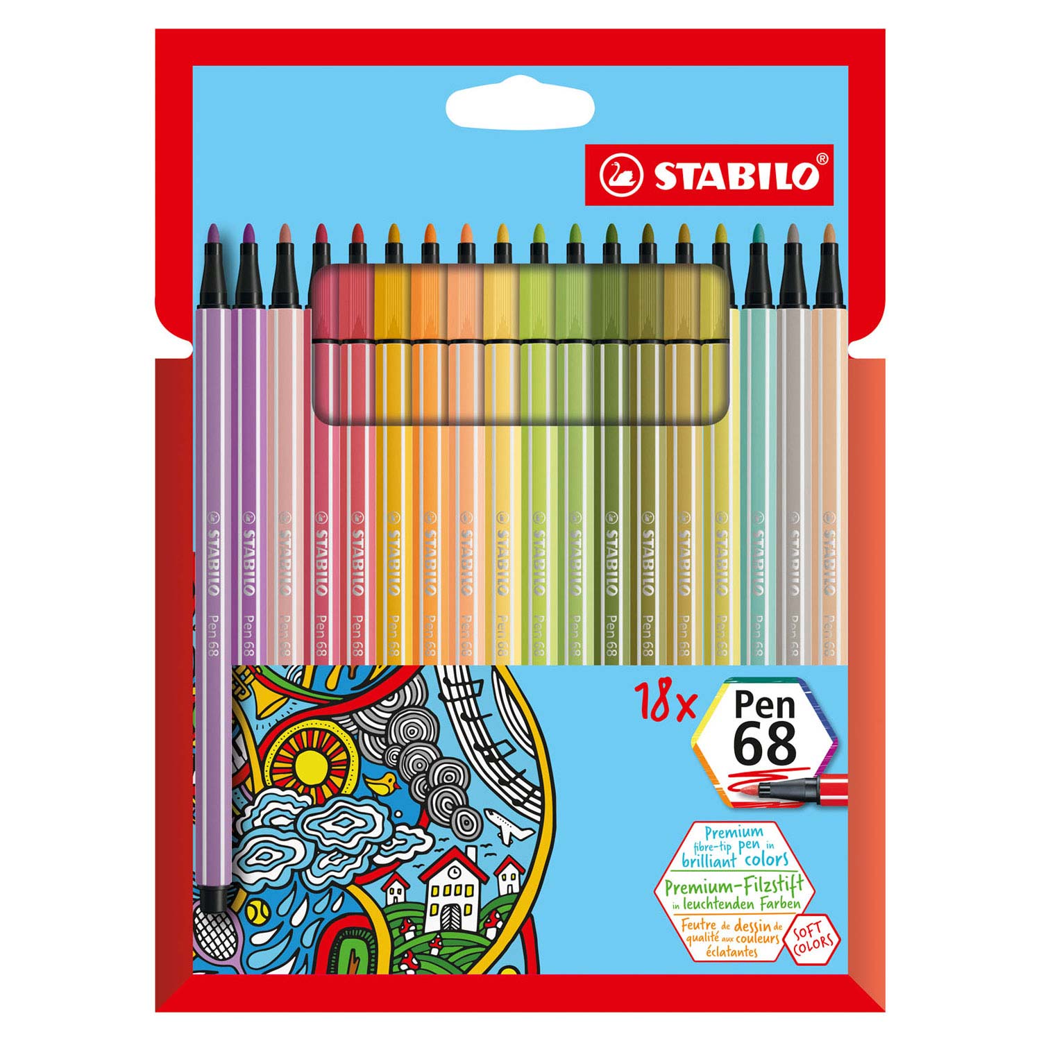 onderpand voorstel leven STABILO Pen 68 Felt-tip pens, 18 pcs. | Thimble Toys