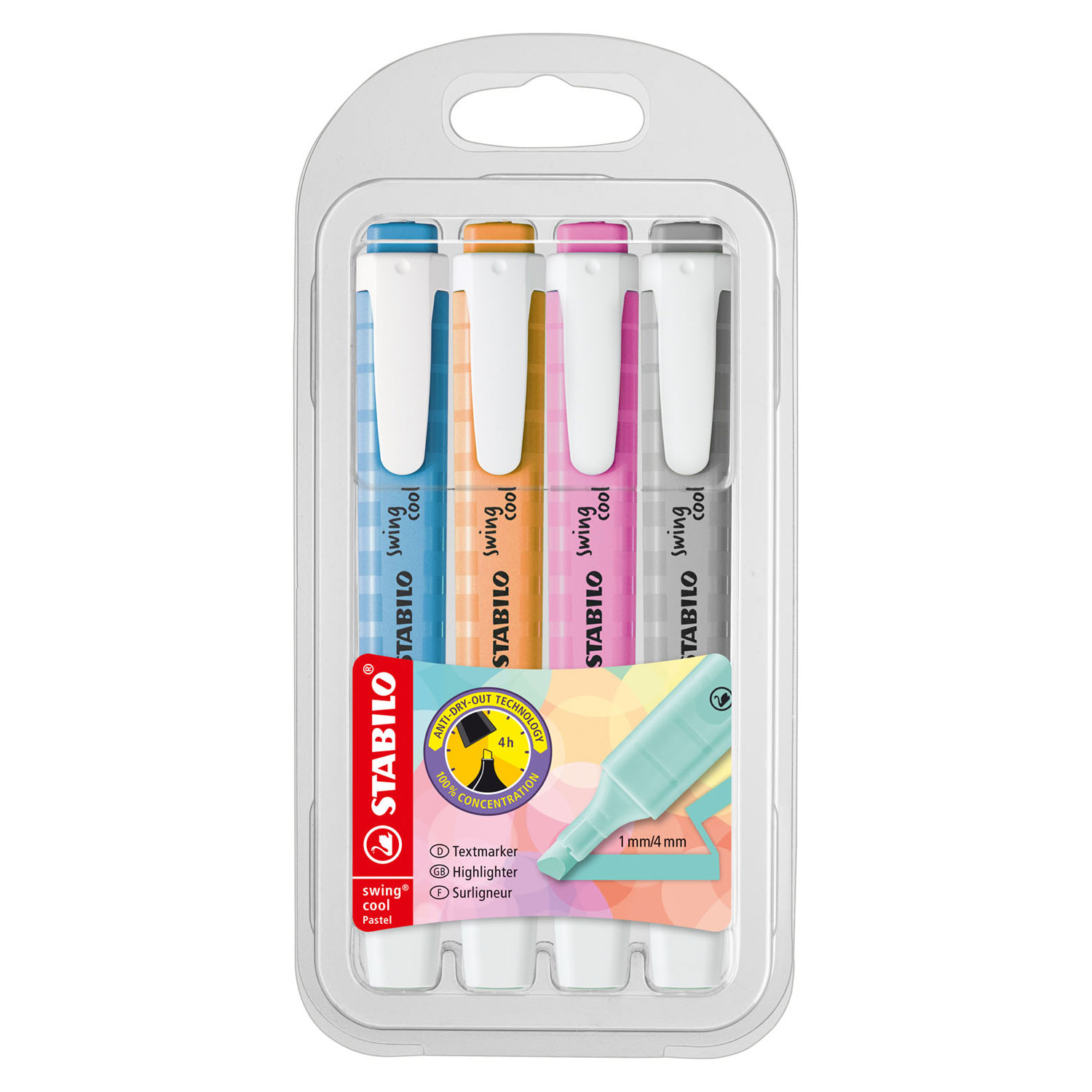 STABILO Swing Cool Pastel Highlighters, 4 pcs.