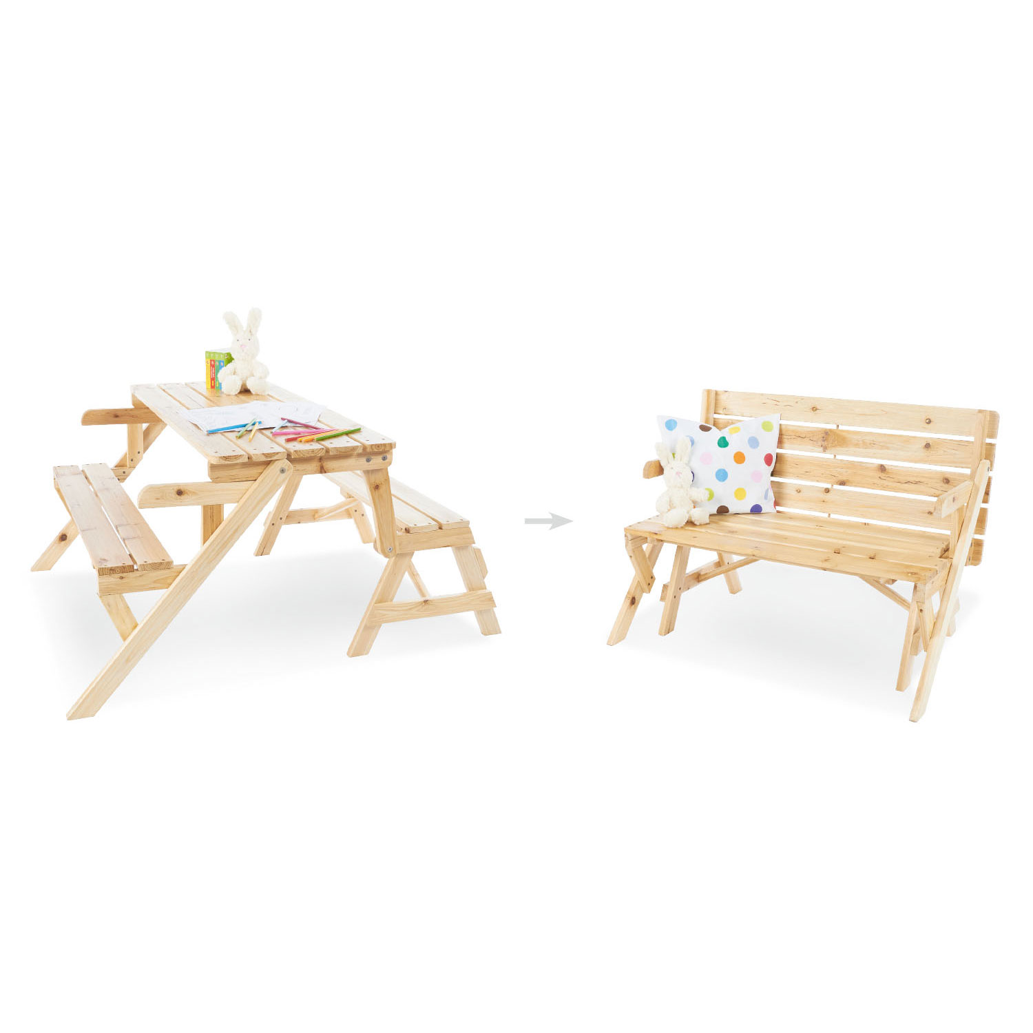 fles Koppeling Kauwgom Pinolino Kindertafel- and Wooden Garden bench, 2in1 | Thimble Toys