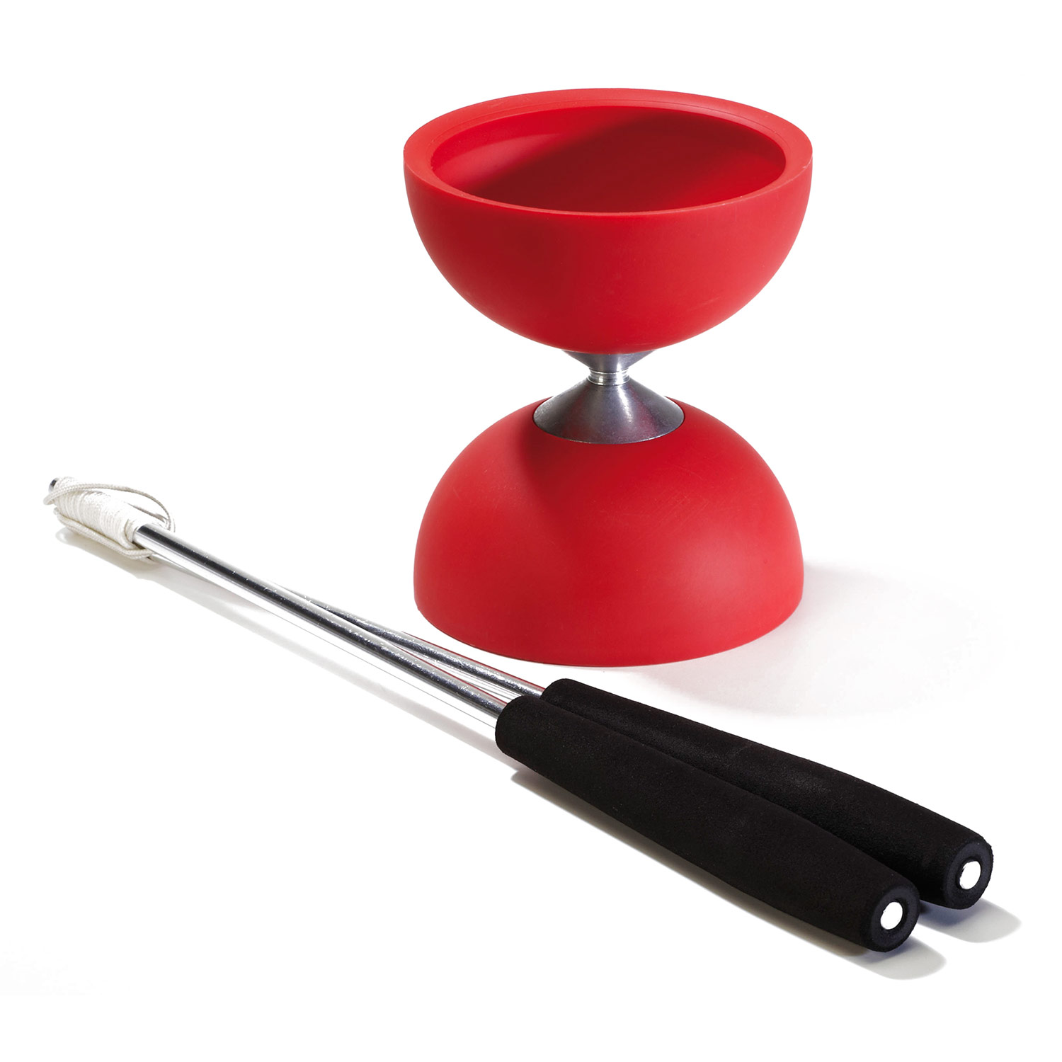 verrassing Pittig trompet Rubber Diabolo with aluminum Sticks-Red | Thimble Toys