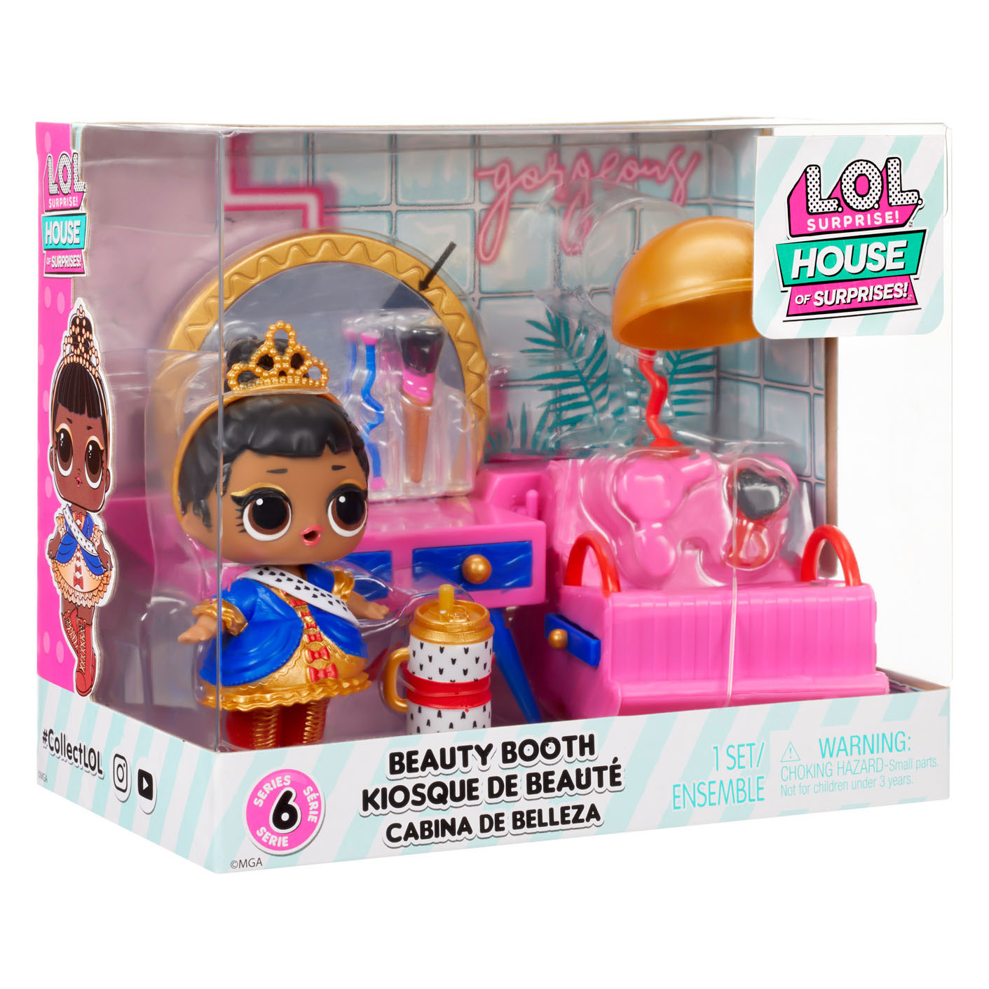 L.O.L. Surprise! Beauty Booth Playset with Her Majesty Collectible Doll and 8 Surprises