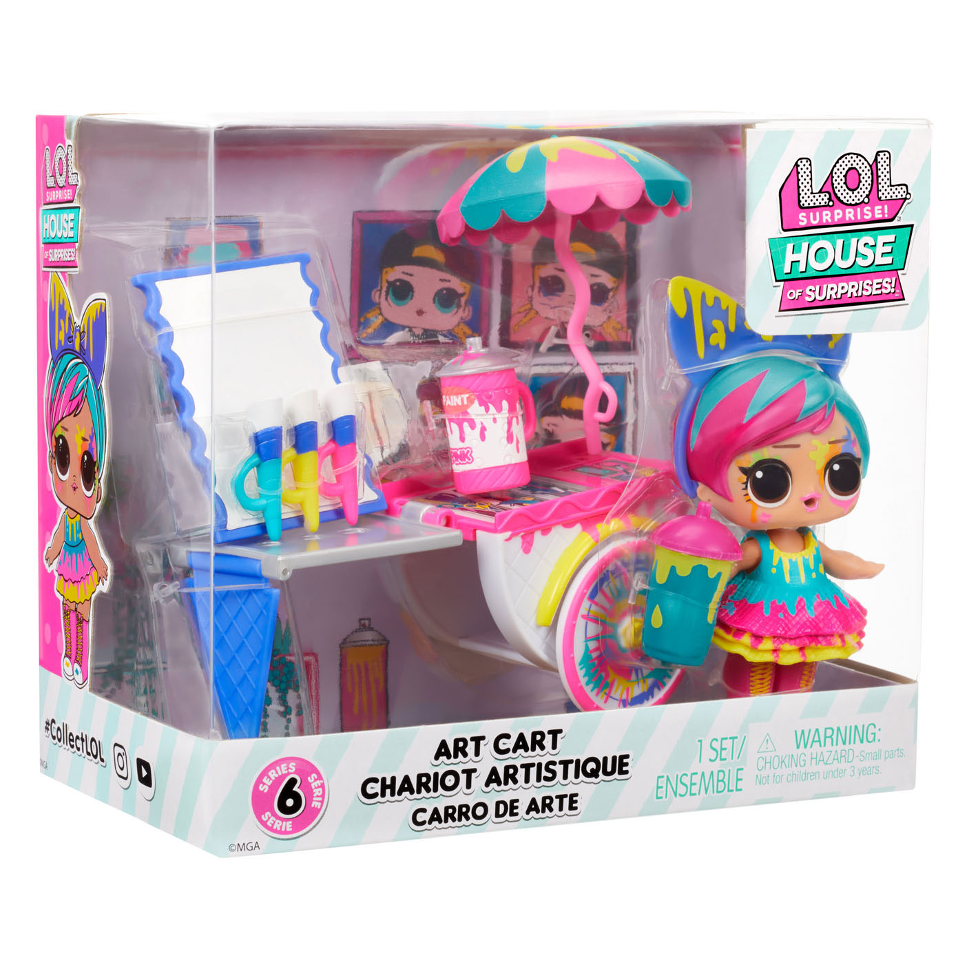 LOL Splatters Doll House of Surprises Art Cart Furniture Set Playset  Dollhouse