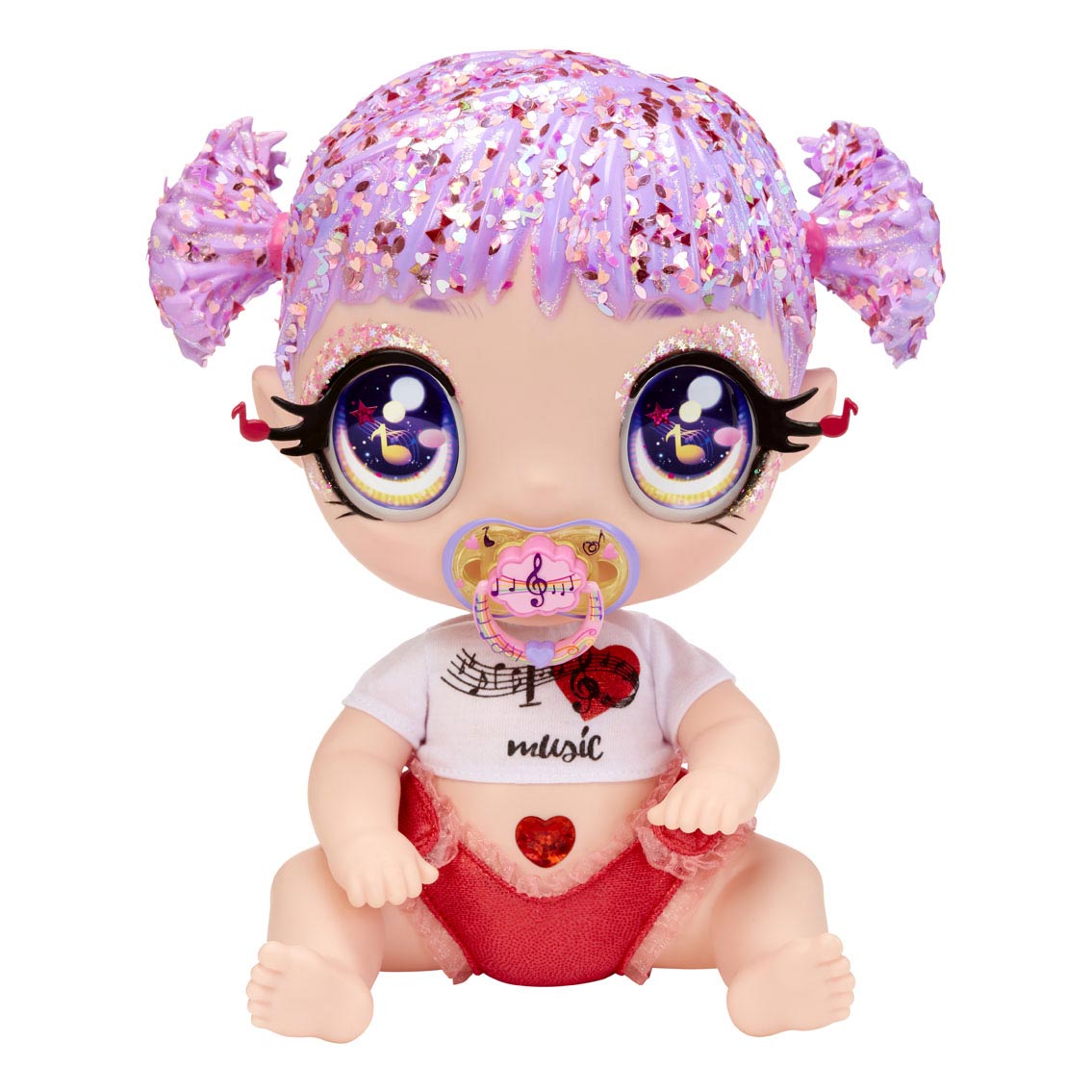 GLITTER BABYZ Dreamia Stardust Baby Doll with 3 magical color changes/ pink  hair doll with rainbow outfit and reusable diaper, bottle and pacifier