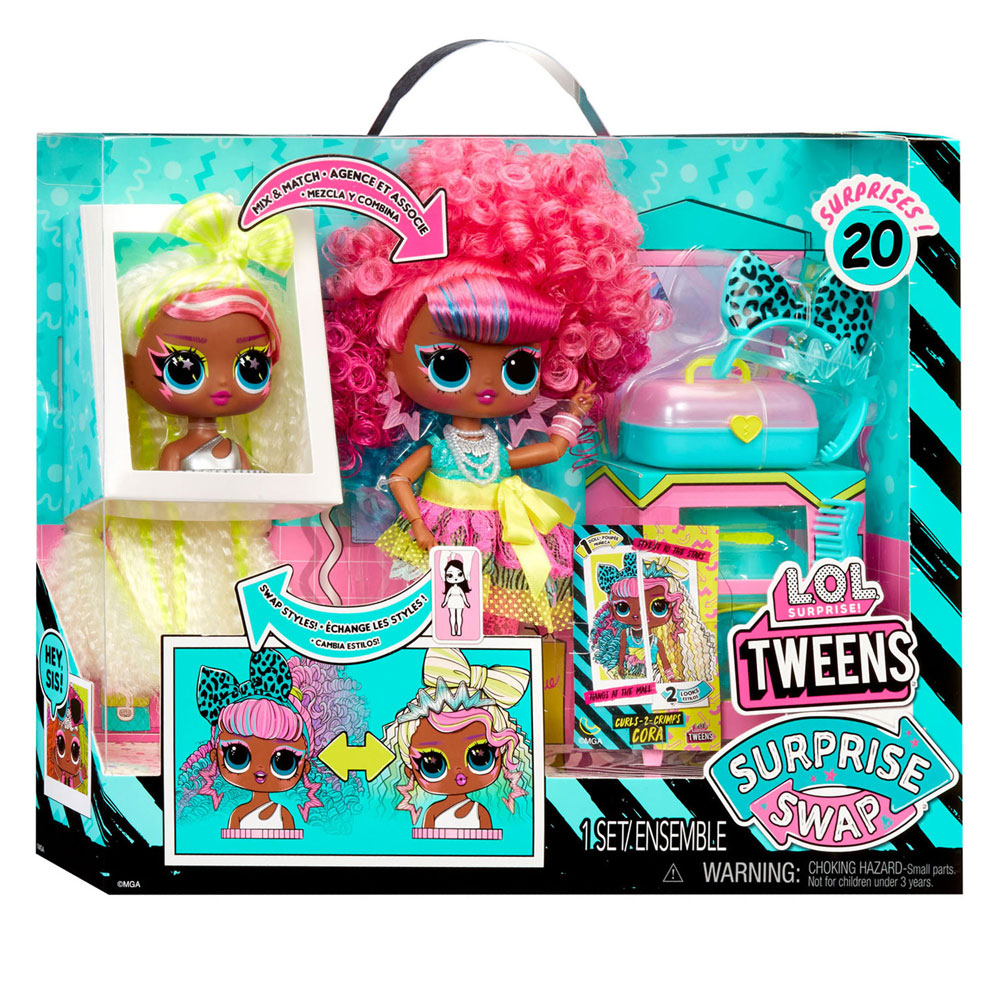 L.O.L. Surprise! Tweens Surprise Swap Curls-2-Crimps Cora Fashion Doll with  20+ Surprises