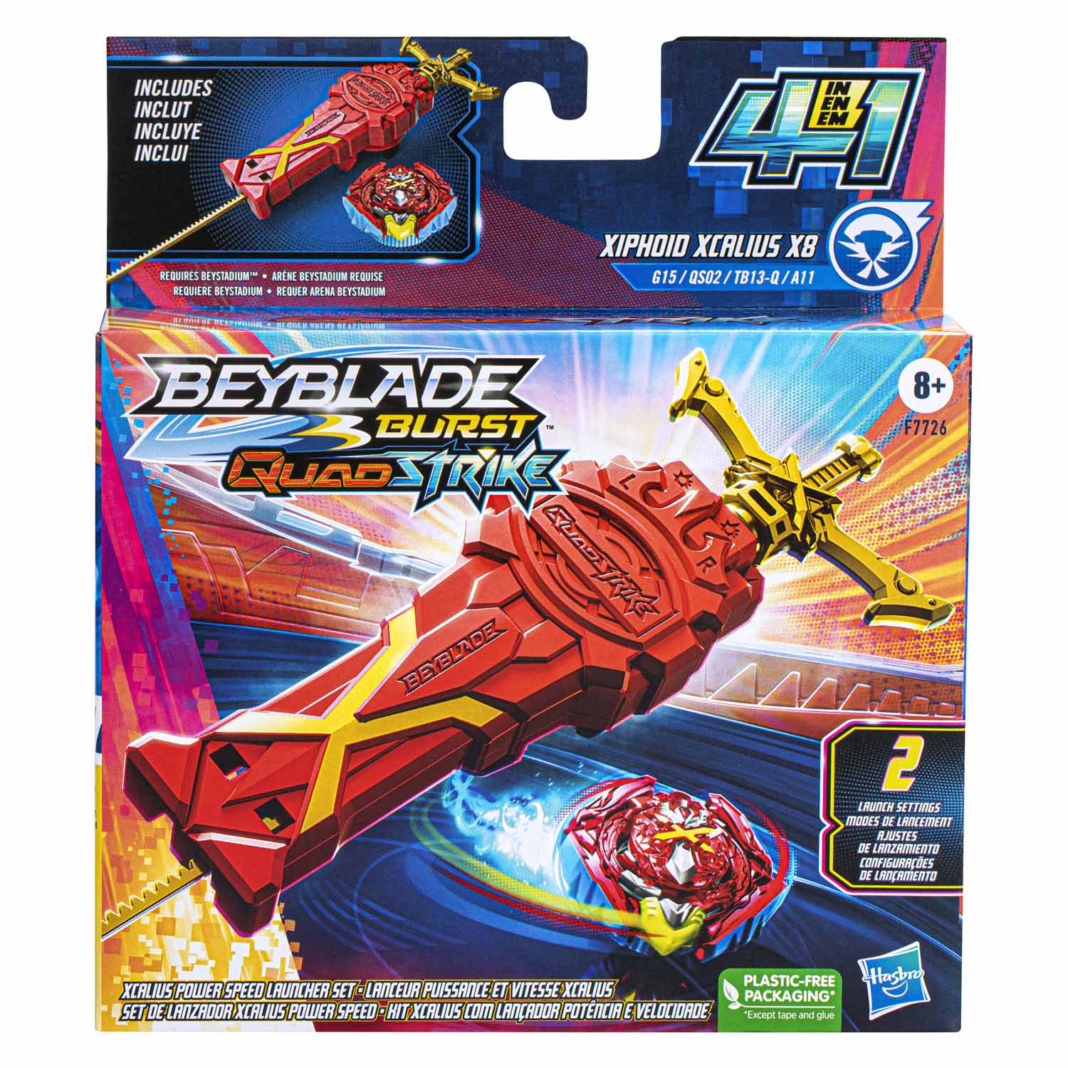 Beyblade QuadStrike Xcalius Power Speed Launcher Pack Shooting Top 
