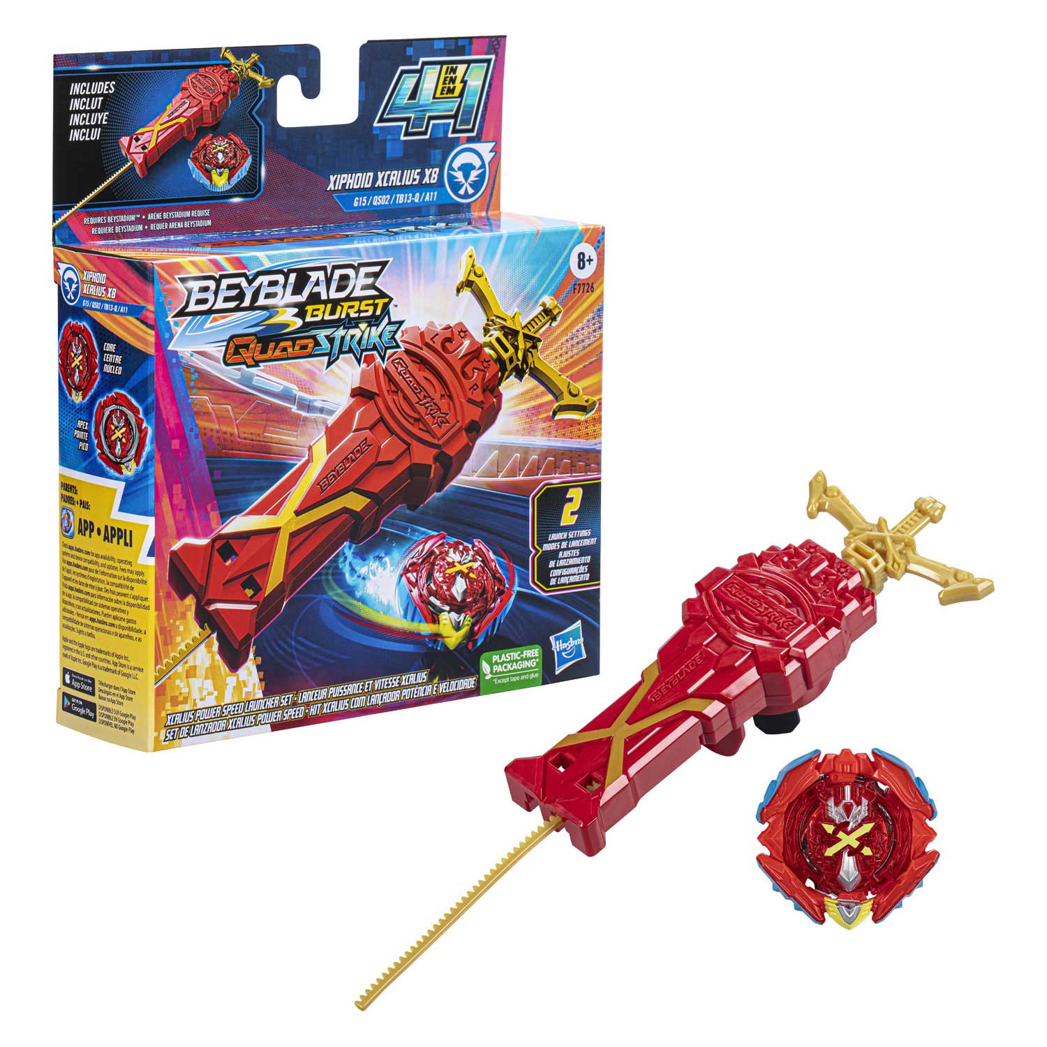 Beyblade QuadStrike Xcalius Power Speed Launcher Pack Shooting Top 