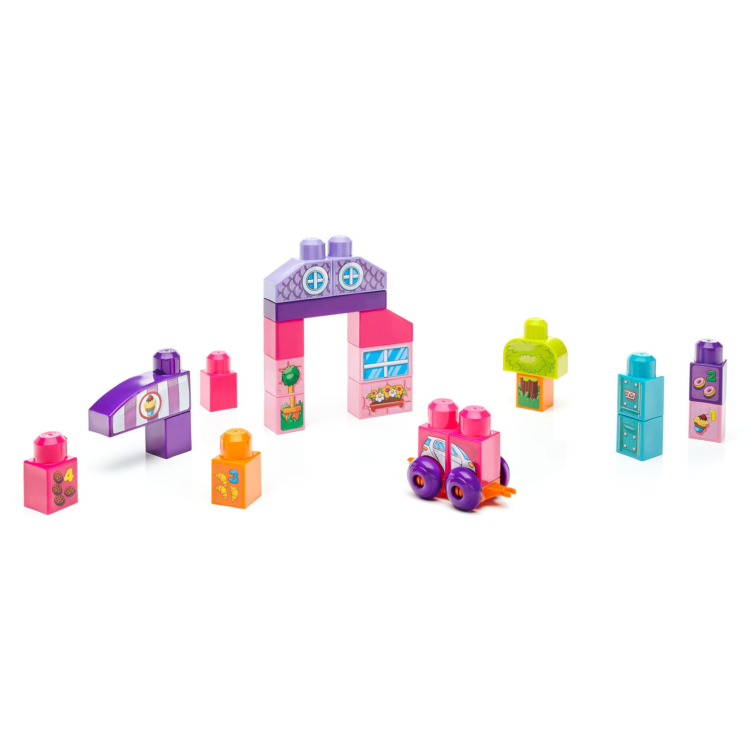Mega Bloks bouw- en leertafel - roze - 30-delig