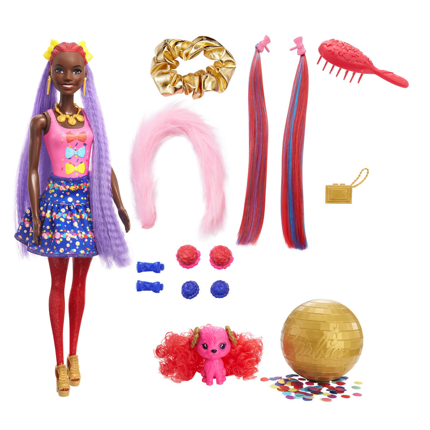  Barbie Color Reveal Doll, Glittery Purple with 25 Hairstyling &  Party-Themed Surprises Including 10 Plug-in Hair Pieces, Gift for Kids 3  Years Old & Up : Toys & Games