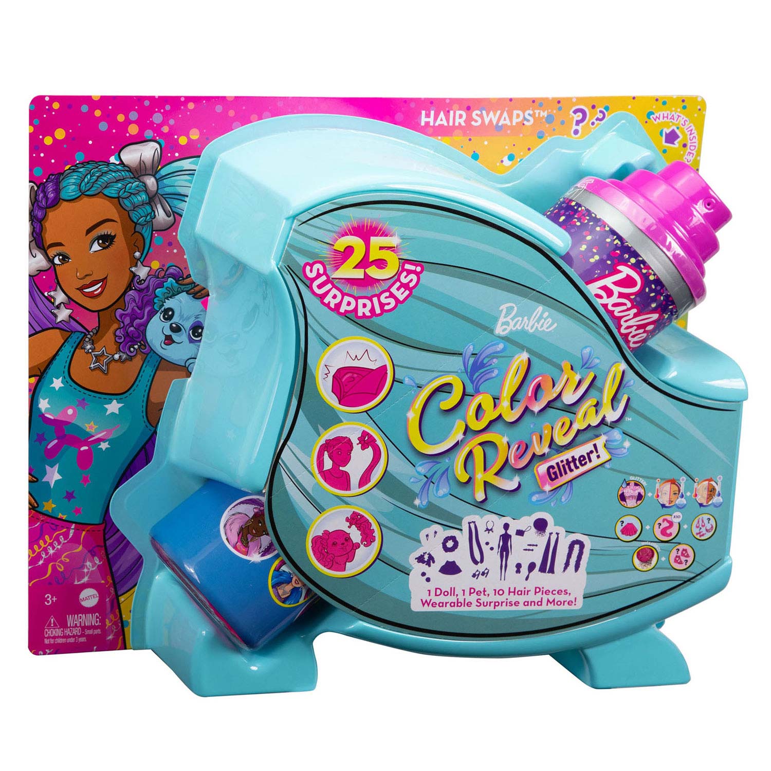 Barbie Color Reveal Doll Ultimate Reveal Hair Feature 3 Thimble Toys