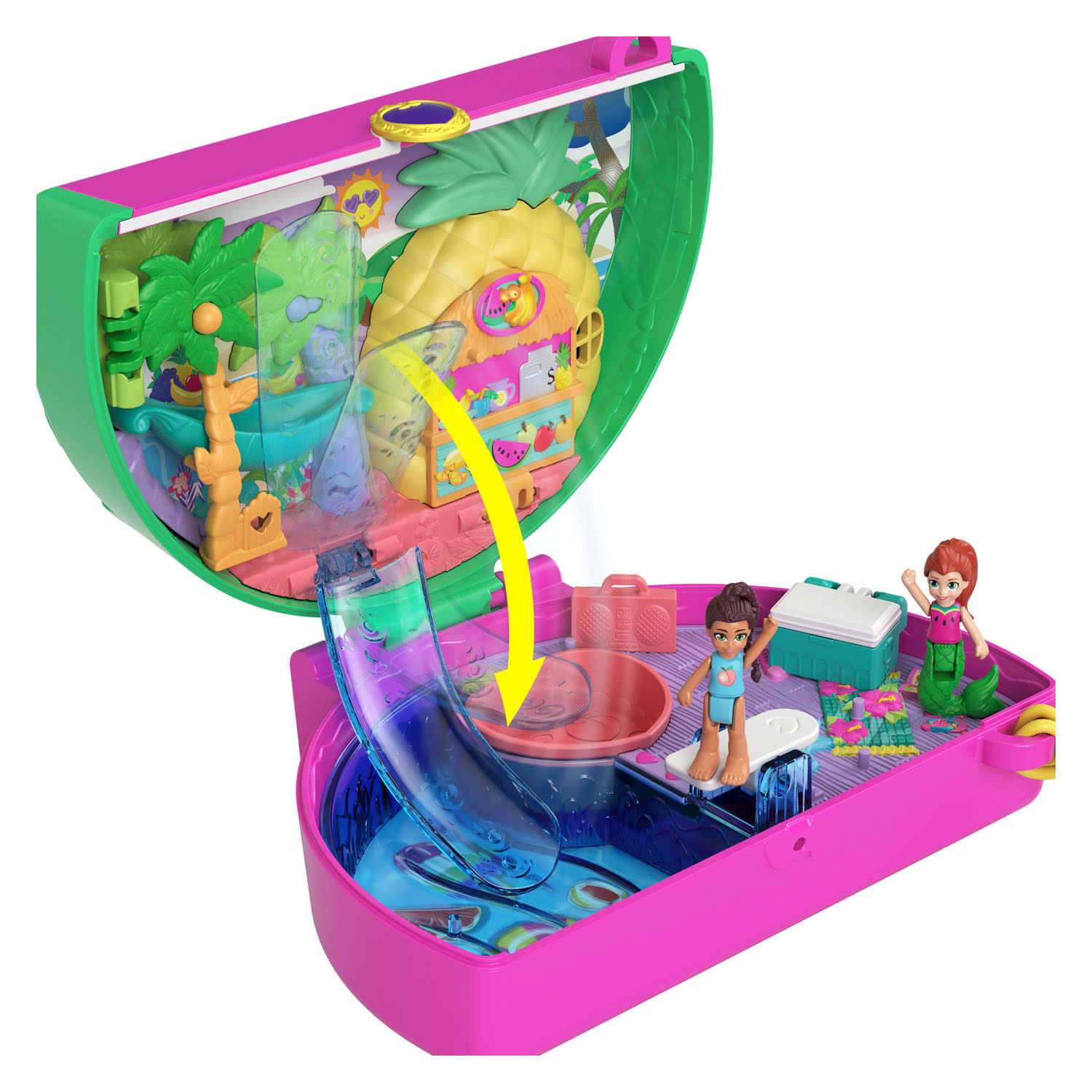Polly Pocket Watermelon Pool Party Compact Thimble Toys