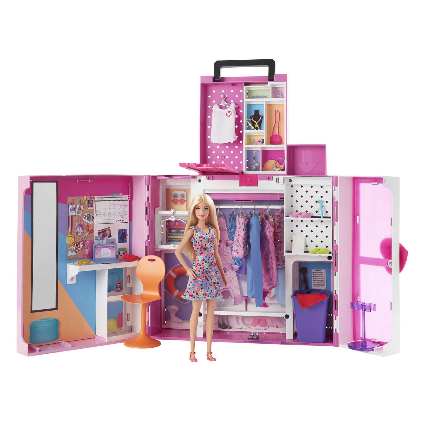 BARBIE Bedroom Playset - Doll, Bed, Dressing Table, Kitten and 20