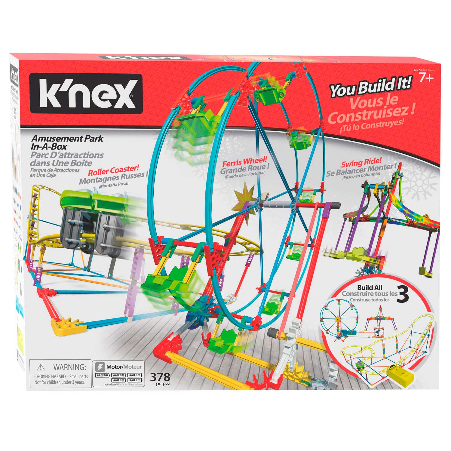 Rollercoaster Ferris Wheel & Swing Ride K'nex Amusement Park Building Set Toy 