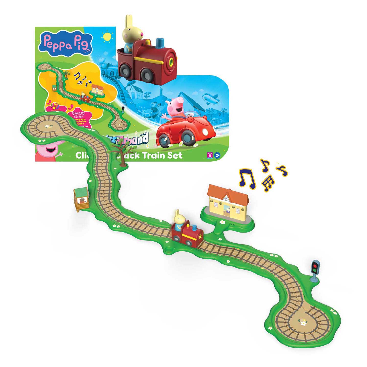 Peppa Pig Whizz Around Clickety Clack Treinset - Gemotoriseerde Trein Met Geluiden, Perfect Voor Kleuters
