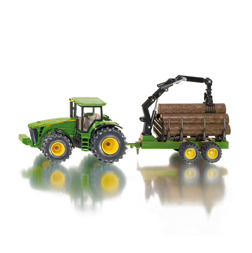 Scale 1:50 John Deere 8430 Tractor with Forestry Trailer and Crane Siku 1954 