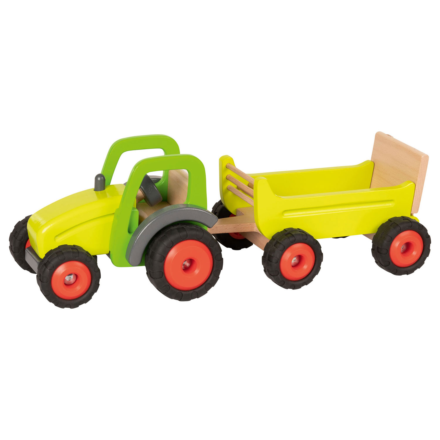 Traktor Trecker Holz mit Anhänger und Zubehör