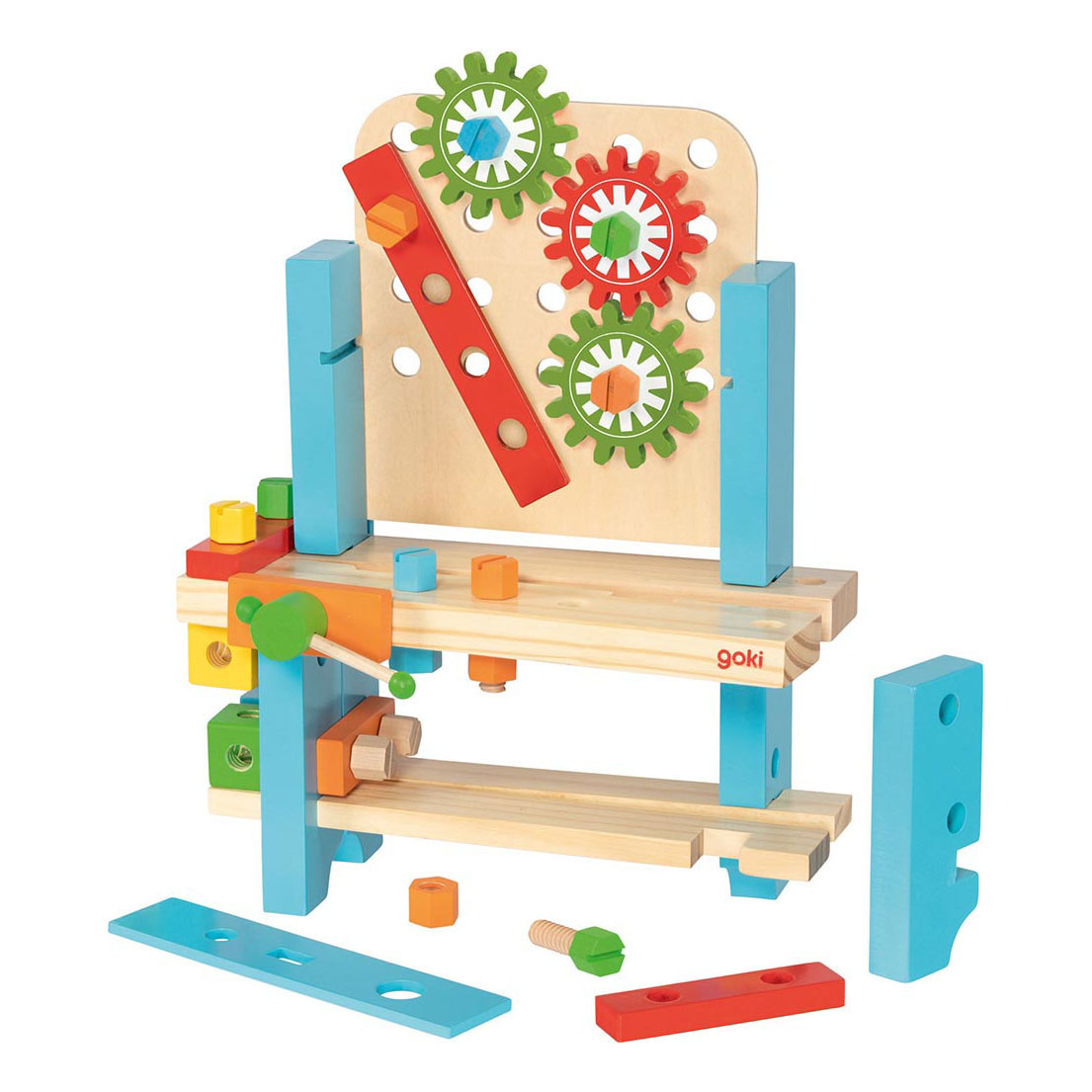Goki Banco Per Martellare In Legno – Giocattolo Educativo, 6 Bastoncini, 21,5x9x12 Cm