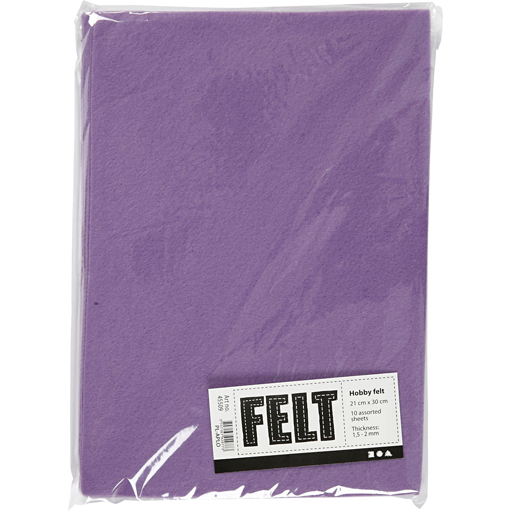 Purple Felt Sheets, A4 Size, 5 per Pack