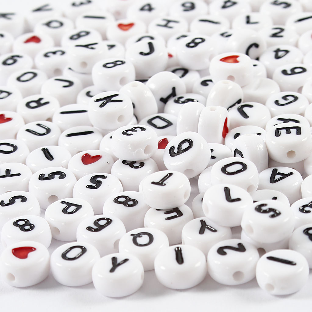 200pcs Letter Beads, 7mm Letter Beads Alphabet Bead White Bead