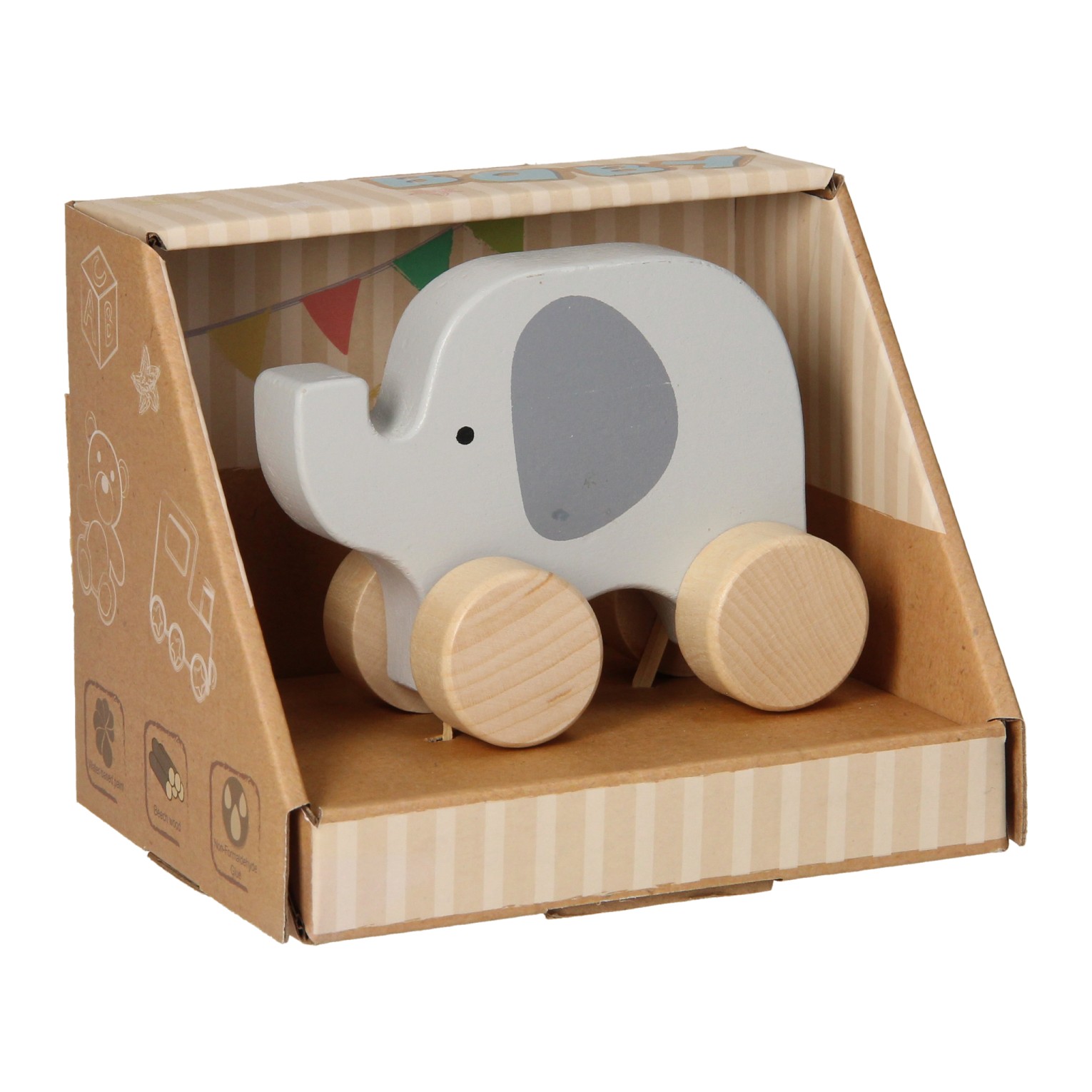 Wooden Toy Figure - Elephant Wheels | Thimble Toys