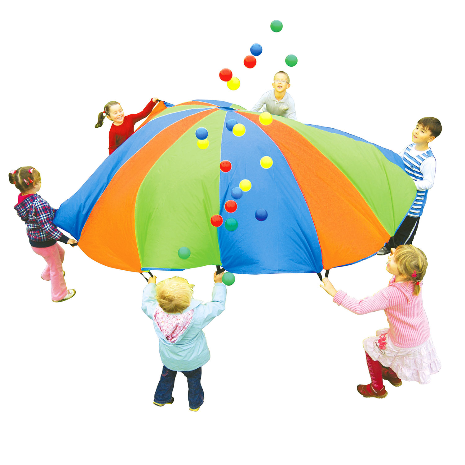 vervangen Vrijlating Portier Regenboog Parachute met 24 Ballen | Thimble Toys